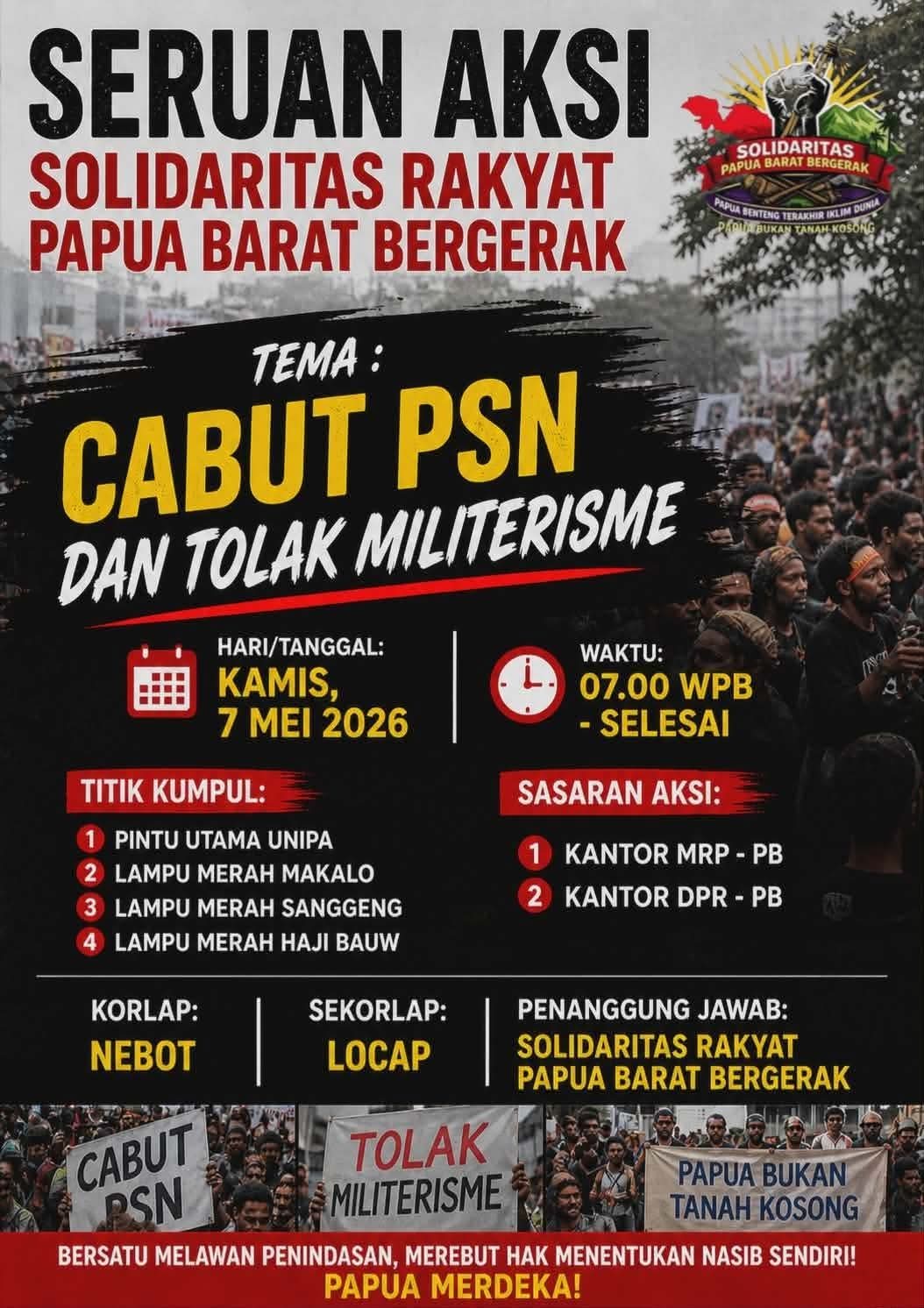 Himbauan Umum Solidaritas Rakyat Papua Barat Ajak Gelar Aksi dan juga Diskusi publik