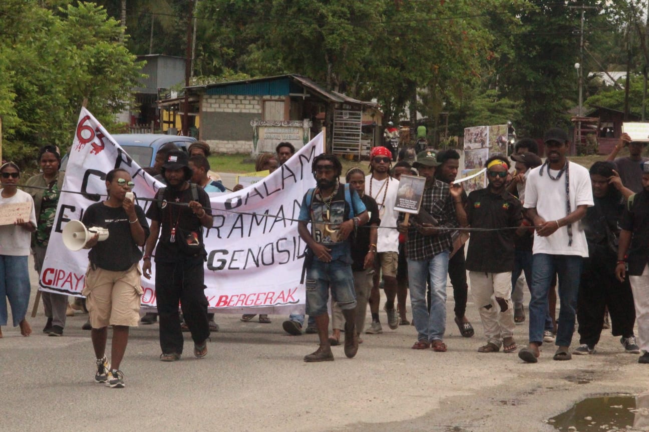 Panas, Long March Front Pemuda Biak Usung Tema  63 Tahun Papua dalam Cengkeraman Ekosida dan Genosida